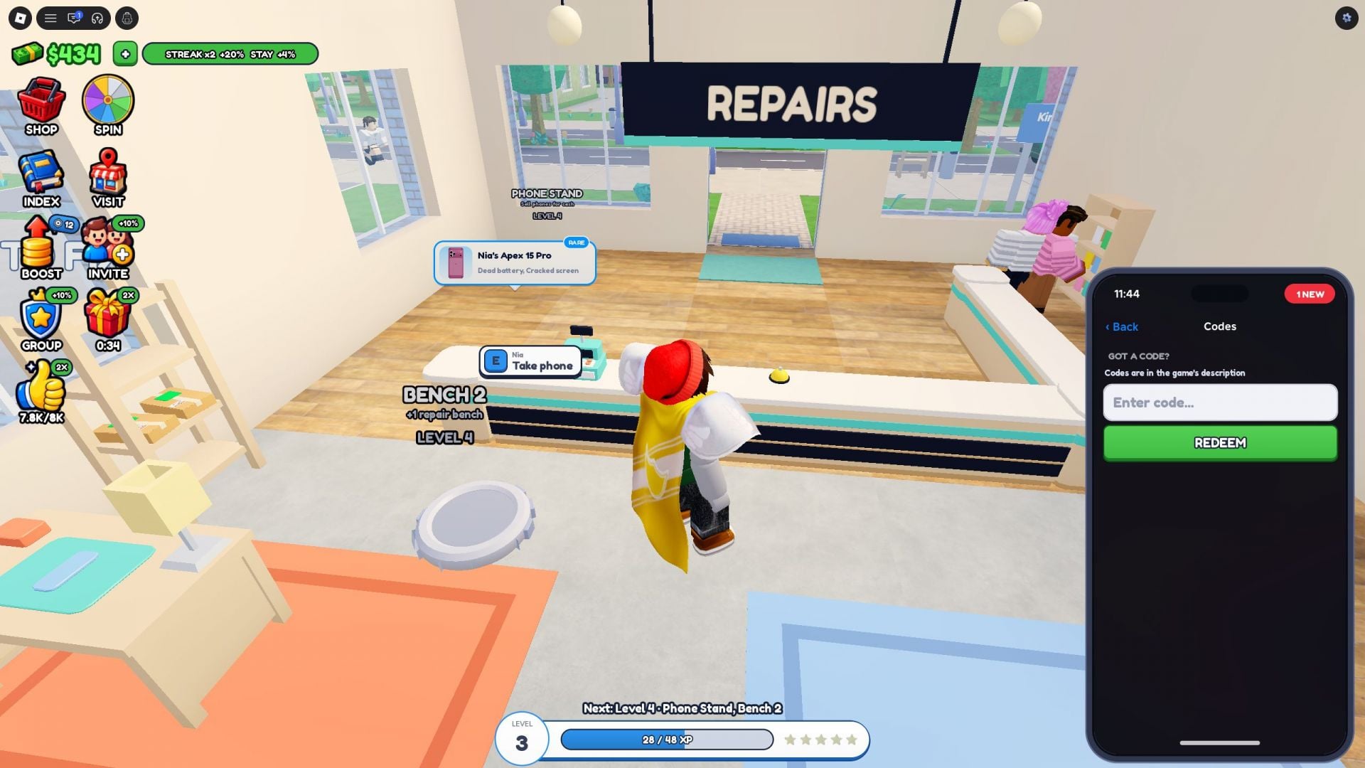 Active codes for Fix My Phone (Image via Roblox)