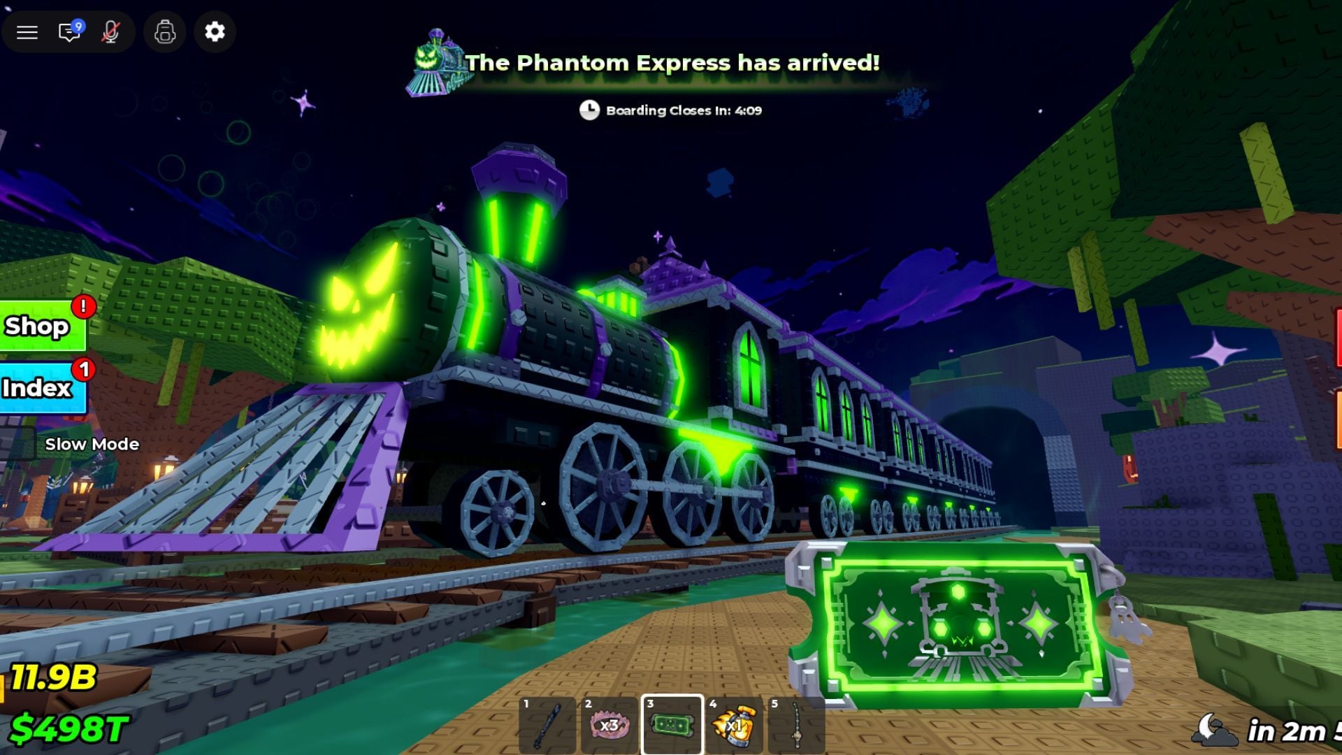 The Phantom Express train at the Haunted Swamp station in Steal an Egg