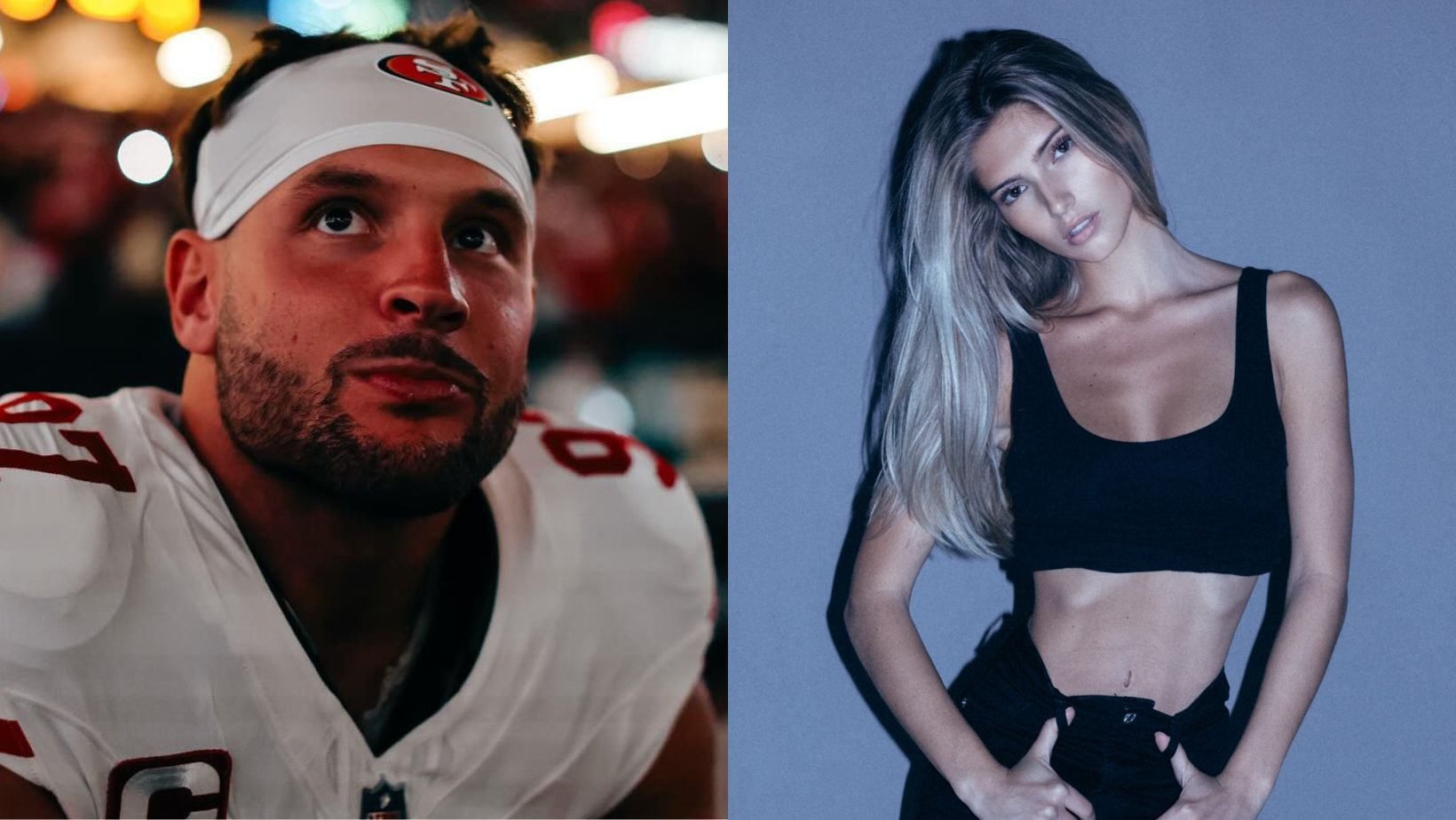 IN PICS: Nick Bosa and gf Ella Ailiff dress up as Crimson Chin & Cleft the Boy Chin Wonder for 49ers’ Halloween party