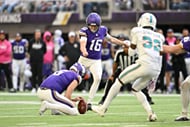 Kicker Will Reichard scored all the Vikings' points against the Dolphins - Source: Imagn