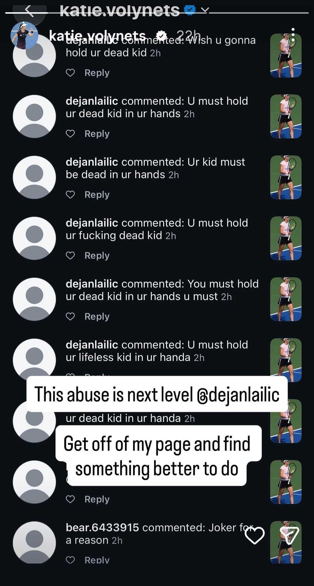 Katie Volynets' Instagram story