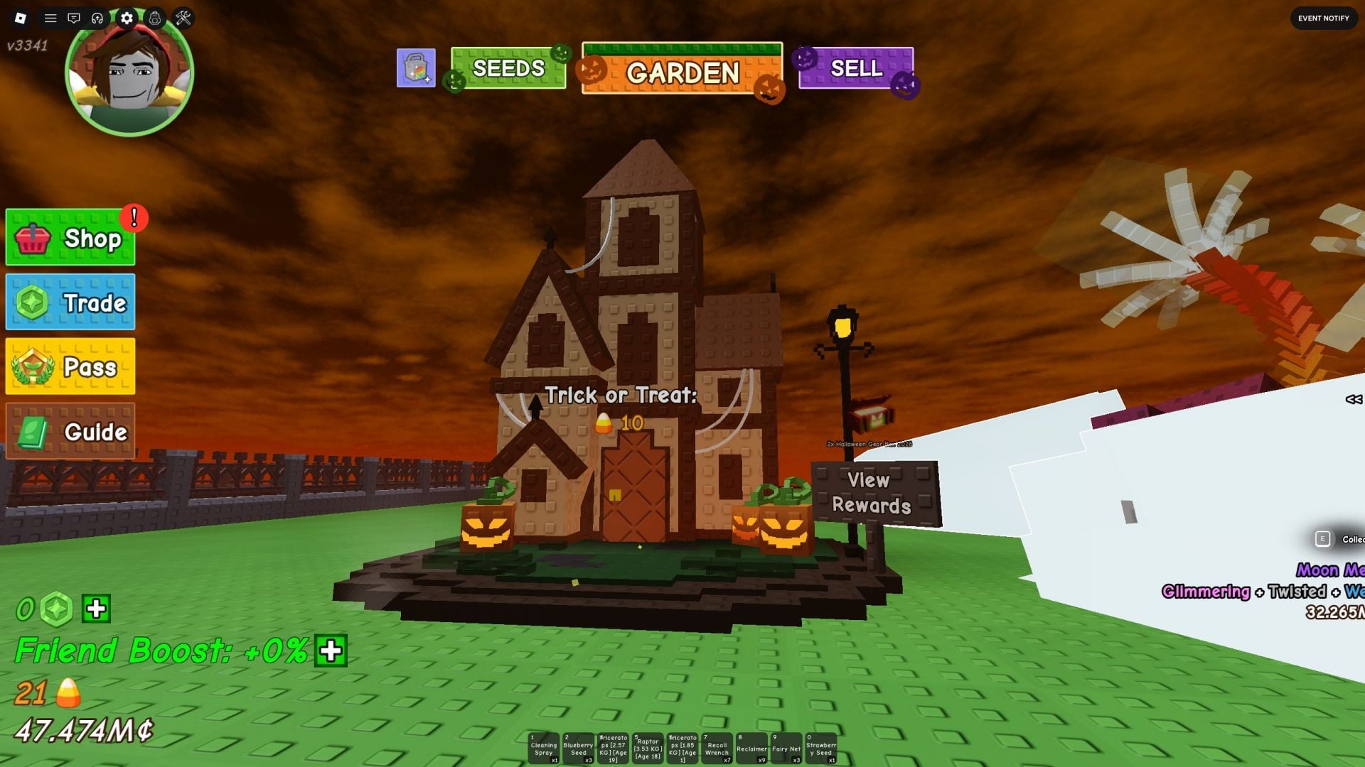 Interact with the house to start Trick-Or-Treating (Image via Roblox)