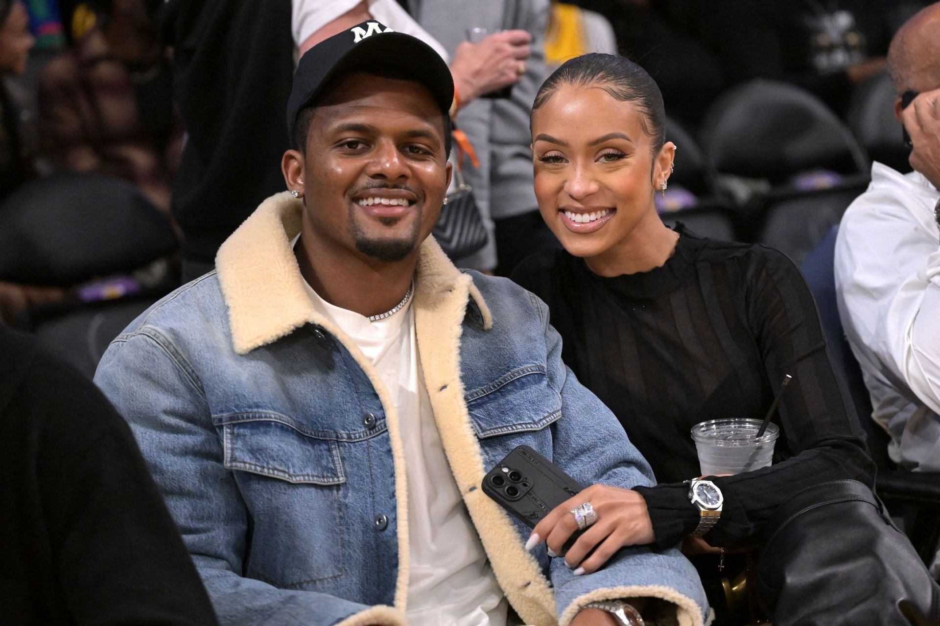 Deshaun Watson and wife Jilly Anais show loyalty to NBA's $5,500,000,000-worth team during rare courtside appearance