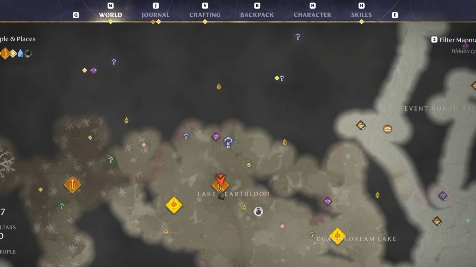 Veilwater Basin Ancient Spire location on the Enshrouded map