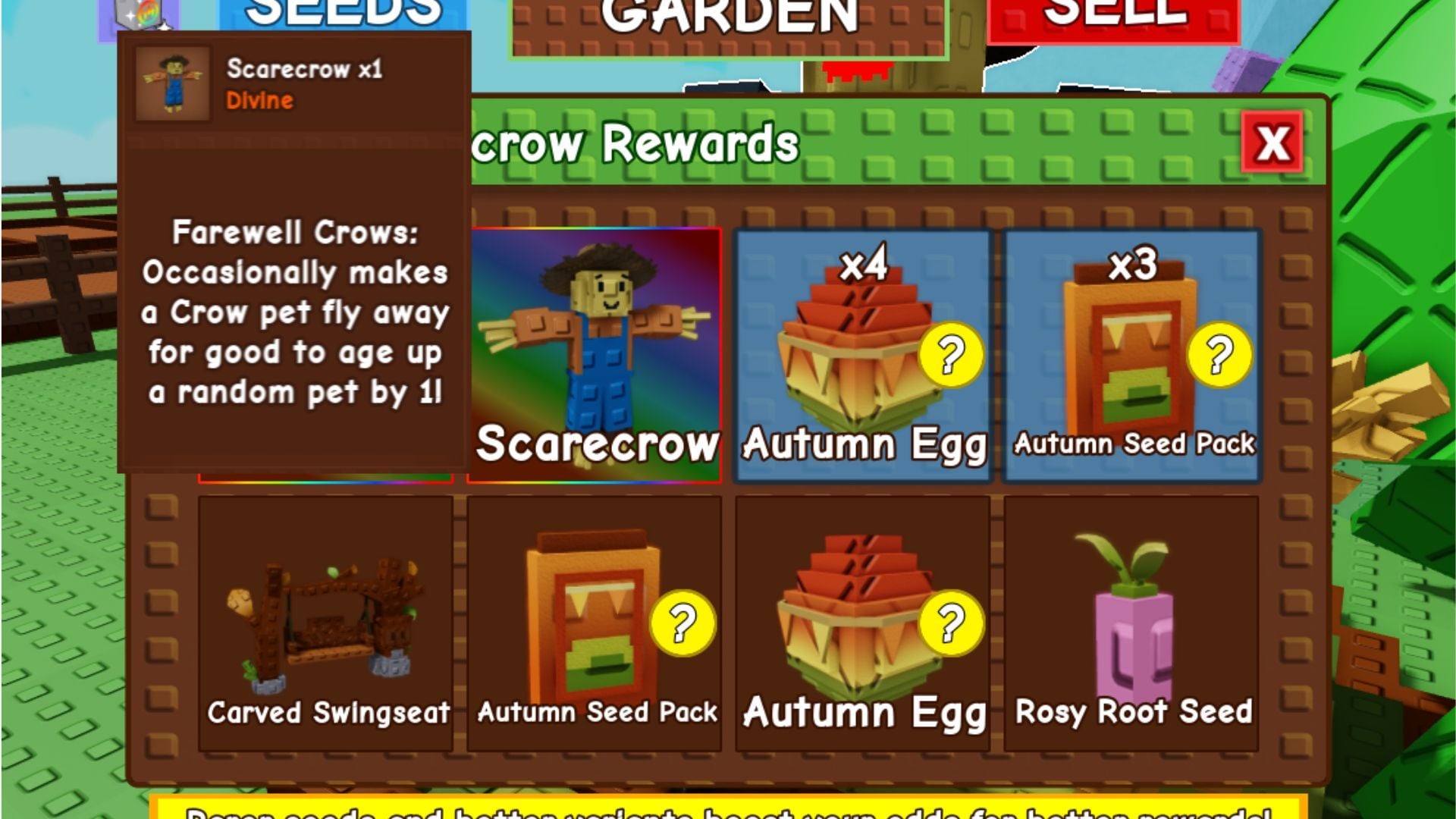 The Scarecrow pet in the Shady Scarecrow rewards (Image via Roblox)