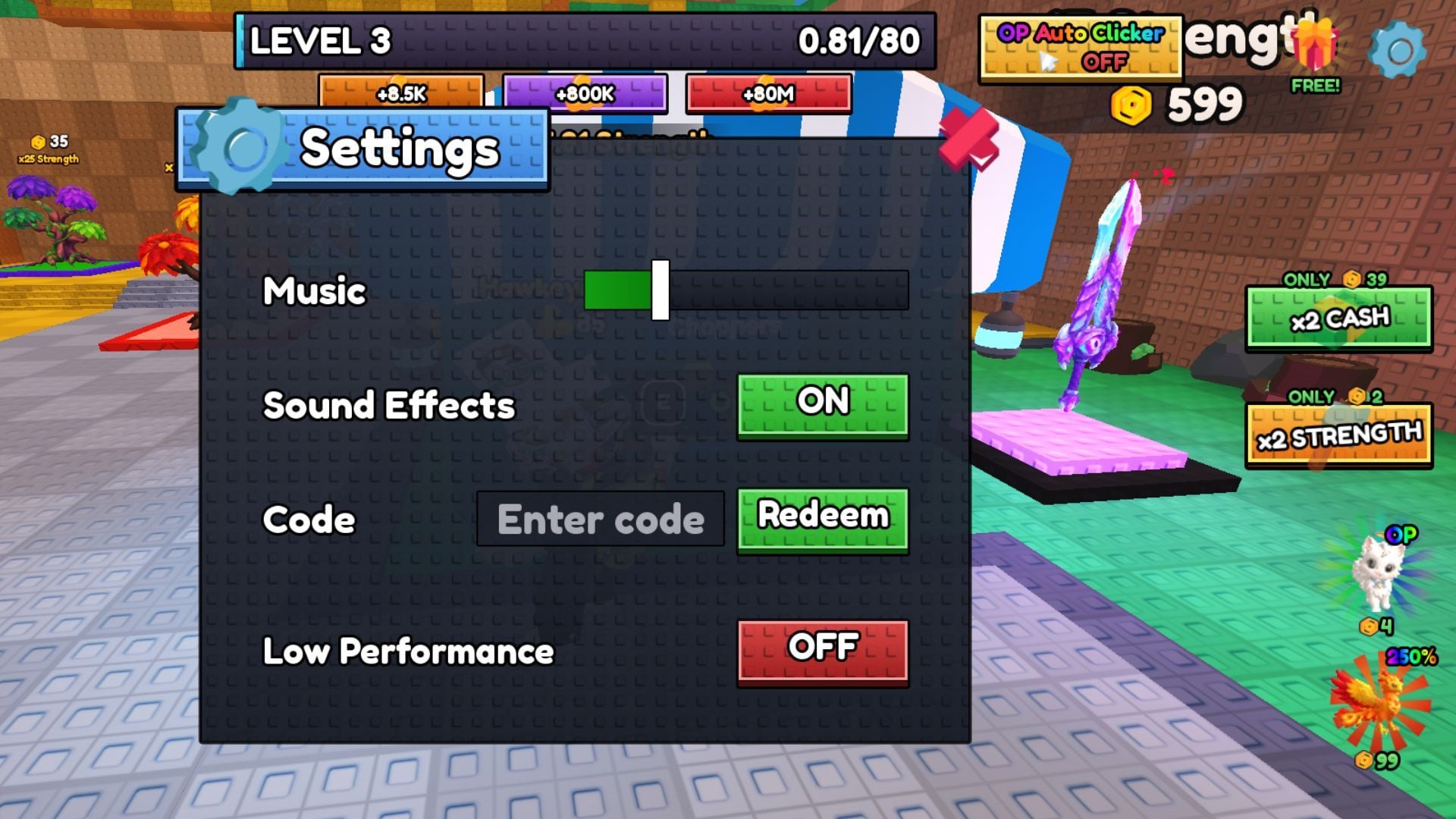 Type a working code in the text box (Image via Roblox)
