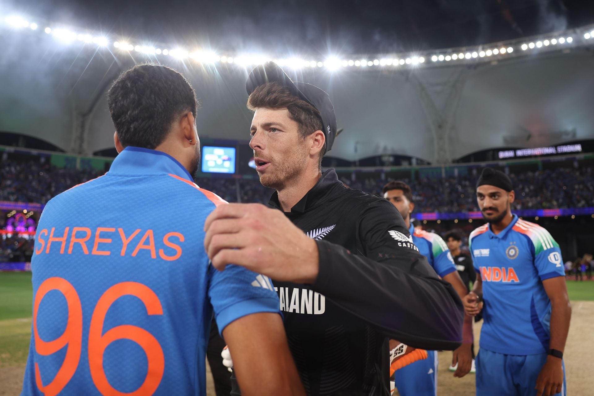 Shreyas Iyer and Mitchell Santner pose with trophy ahead of NZ vs IND 2026 1st T20I [In Pictures] 