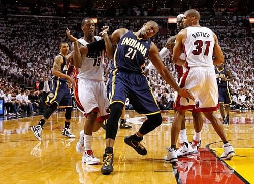 David West scored 16 points and George Hill had 15 as the Indiana Pacers defeated the Miami Heat 78-75