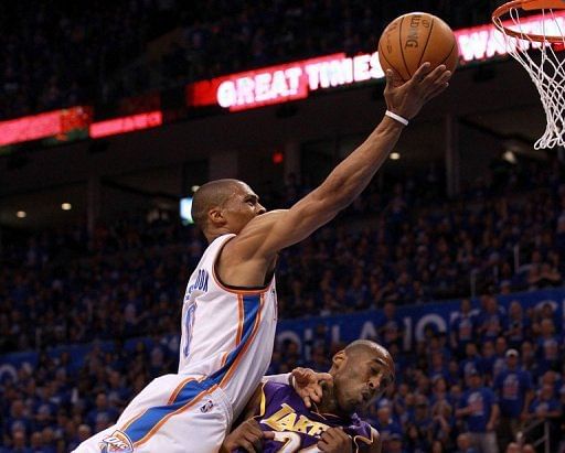 Oklahoma City Thunder&#039;s Russell Westbrook scored 28 points during the game against the LA Lakers