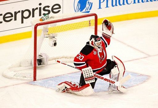 New Jersey Devils&#039; Martin Brodeur, who had 30 total saves, was the busier goalie in the second period