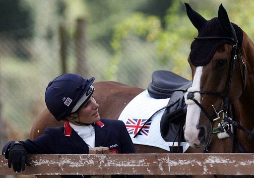 Zara Phillips talks to her horse, Toytown, in 2007. She is now riding High Kingdom
