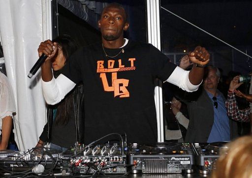 Usain Bolt DJs at a party after one of his European victories on June 7