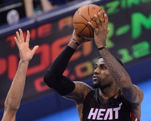 LeBron James on Thursday scored 32 points to power the Heat to a 100-96 victory over Oklahoma City