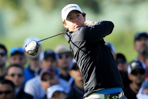 Rory McIlroy of Northern Ireland hits his tee shot on the tenth hole