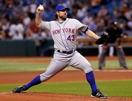 New York Mets&#039; R.A. Dickey improved to 11-1 as he pitched his third complete MLB game in his last four starts