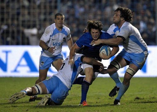 France&#039;s resounding win over Argentina featured an impressive international debut appearance by Maxime Machenaud (C)