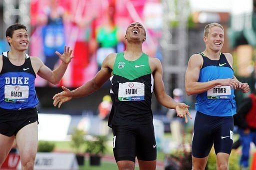 Ashton Eaton (C) scored 9,039 points in the 10-event men&#039;s decathlon