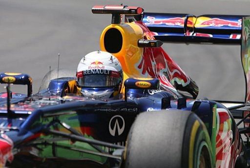 Sebastian Vettel drives at the Valencia Street Circuit