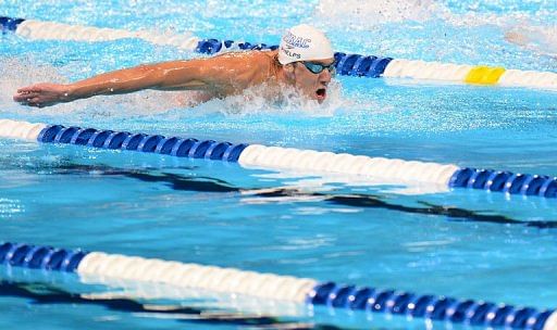 Michael Phelps swims in the men&#039;s 200m butterfly semifinal