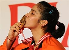 Stirring title victory for Saina