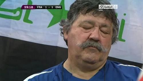 Sleeping French man at England v France game