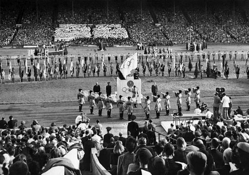 The closing ceremony of the 1948 Olympic Games at Wembley Stadium in London