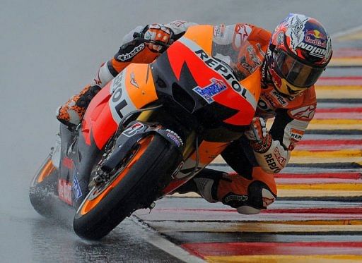 Australia&#039;s Casey Stoner of the Repsol Honda team competes in the qualifying session