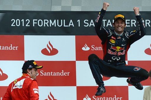 Webber jumps for joy after his win