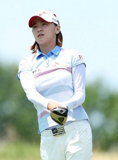 Na Yeon Choi of South Korea watches her shot from the 3rd tee