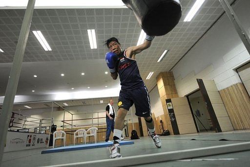 Kom during a training session at the Balewadi Sports Complex in Pune, western India, in April