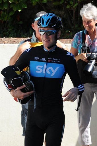 Yellow jersey race leader Bradley Wiggins on the second rest day of the Tour de France