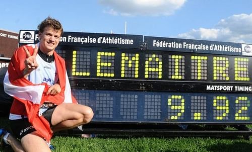 Christophe Lemaitre's fastest time in 100m event is 9.92sec, set in 2011