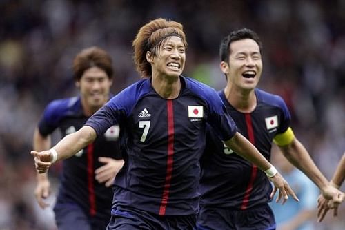 Yuki Otsu celebrates his first-half goal