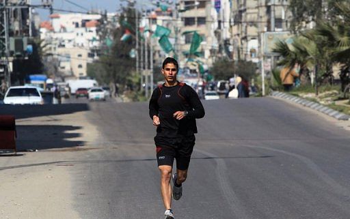 Bahaa al-Farra trains in Gaza