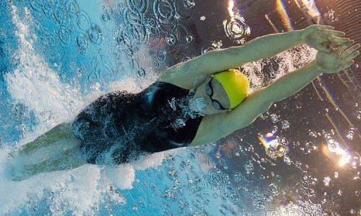 Australia&#039;s Leisel Jones competes in the women&#039;s 100m breaststroke heats