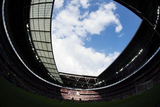 Wembley Stadium in London during the London 2012 Olympic Games men&#039;s football match between Senegal and Uruguay