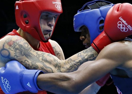Marcus Browne (R) of the USA and Damien Hooper (L) of Australia
