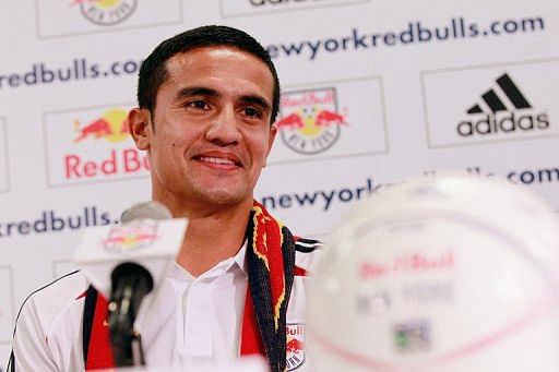 Tim Cahill was introduced as the newest member of the New York Red Bulls at a news conference on Monday