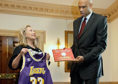 Hillary Clinton Meets With Cultural Ambassador Kareem Abdul Jabbar At State Dept.