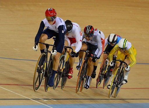 The keirin final track cycling event