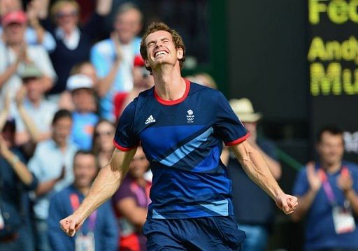 Great Britain&#039;s Andy Murray celebrates after winning the men&#039;s singles gold medal match