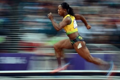 Jamaica's Veronica Campbell-Brown competes in the women's 200m semi-finals