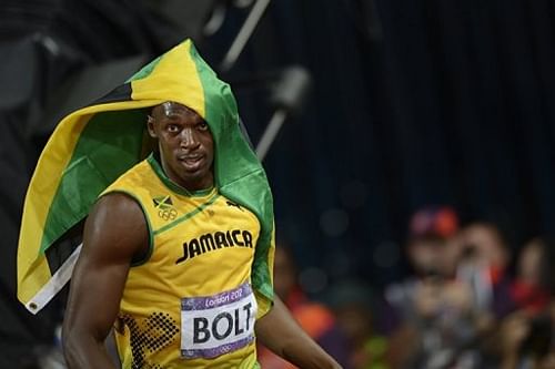 Jamaica's Usain Bolt celebrates after winning the gold medal in the men's 200m final