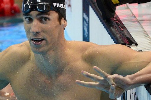 Michael Phelps gestures 