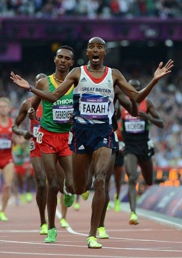 Britain&#039;s Mo Farah wins the men&#039;s 5000m final