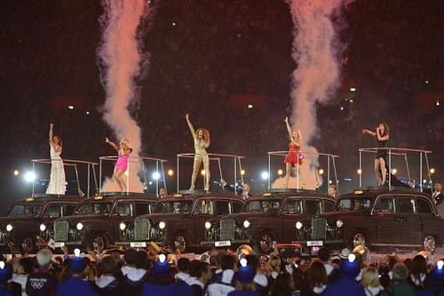 The Spice Girls, George Michael and a cast of more than 4,000 entertained a crowd of 80,000