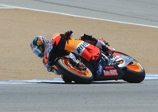Spain&#039;s Dani Pedrosa, pictured in July 2012, won the Indianapolis MotoGP on Sunday