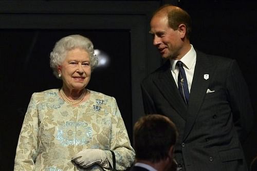 Britain's Queen Elizabeth II (L) talks with Prince Edward, Earl of Wessex