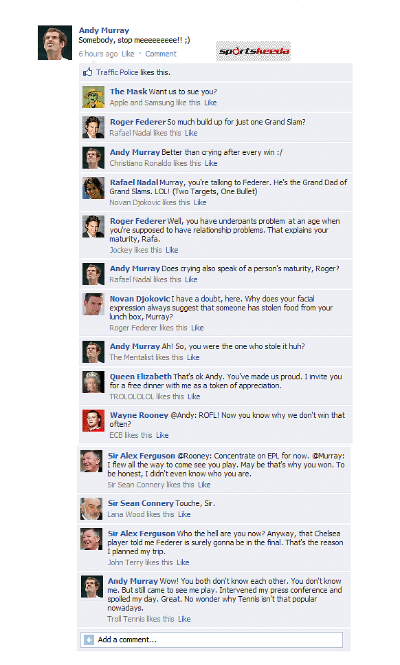 Andy Murray's FB wall after US Open win