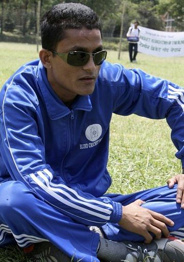 Aided by a guide runner, Bikram Bahadur Rana came fourth out of four in his T11 200m heat, clocking a time of 26.95sec